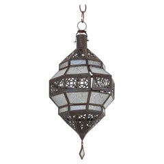 Handcrafted Moroccan Metal Lantern with Clear Glass, Octagonal Design