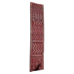 Vintage Moroccan Tuareg Runner Rug, Wool & Cotton, Hand-Woven, 1950s