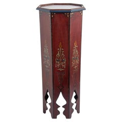 Tavolo con piedistallo marocchino in stile moresco dipinto a mano di forma ottagonale 1960s
