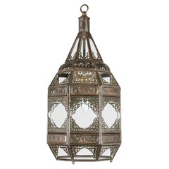 Moorish Lantern by Unknown Artisan, Handcrafted Metal & Glass, Morocco