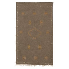 Vintage 1960s Moroccan Berber Kilim Rug, Sand and Pumpkin Orange, 4'8" × 7'9"