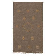 Vintage 1960s Moroccan Berber Kilim Rug, Sand and Pumpkin Orange, 4'8" × 7'9"