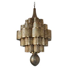 Large Moroccan Brass Chandelier Moorish Alhambra