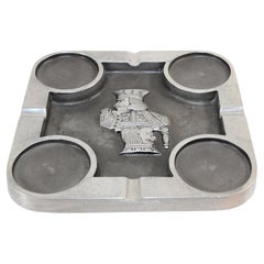 Bruce Fox Cenicero cuadrado grande para puros Coleccionable de aluminio fundido Cuadrado