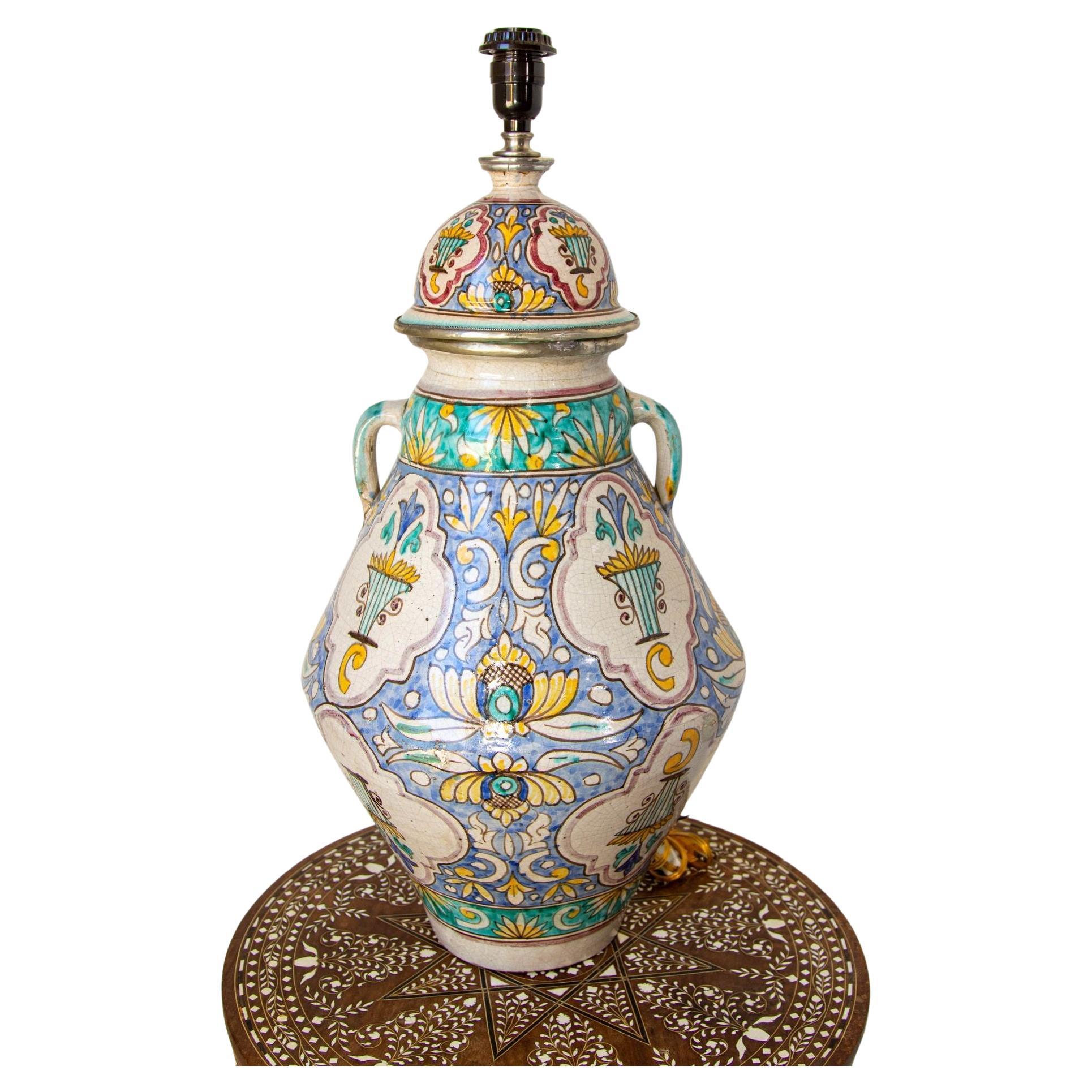 Moroccan Moorish Ceramic Table Lamp with Spanish Granada Design For Sale