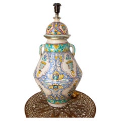 Lampe de bureau marocaine en céramique mauresque avec motif espagnol de Grenade