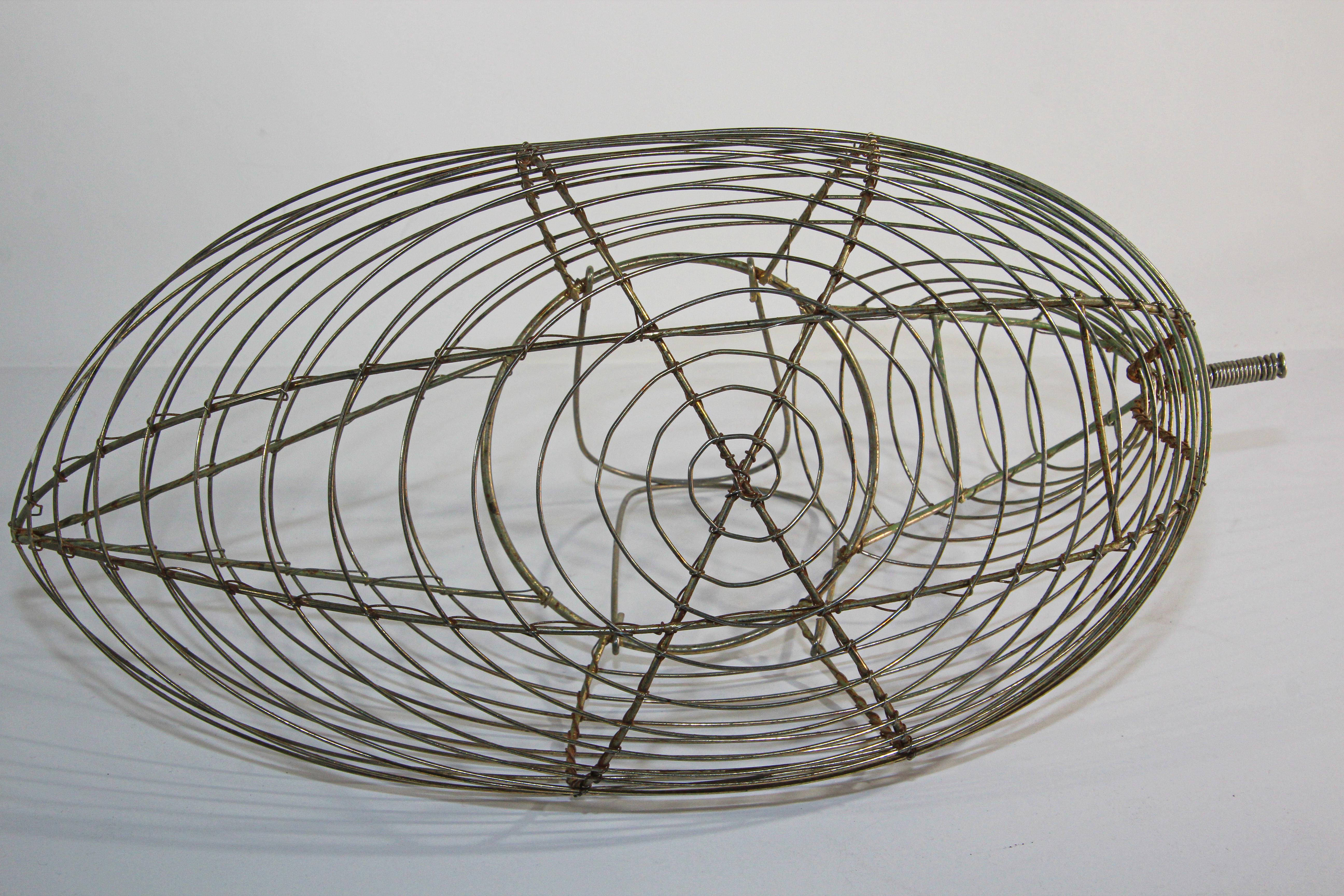 French Provincial Vintage French Wire Hen Shaped Egg Basket For Sale