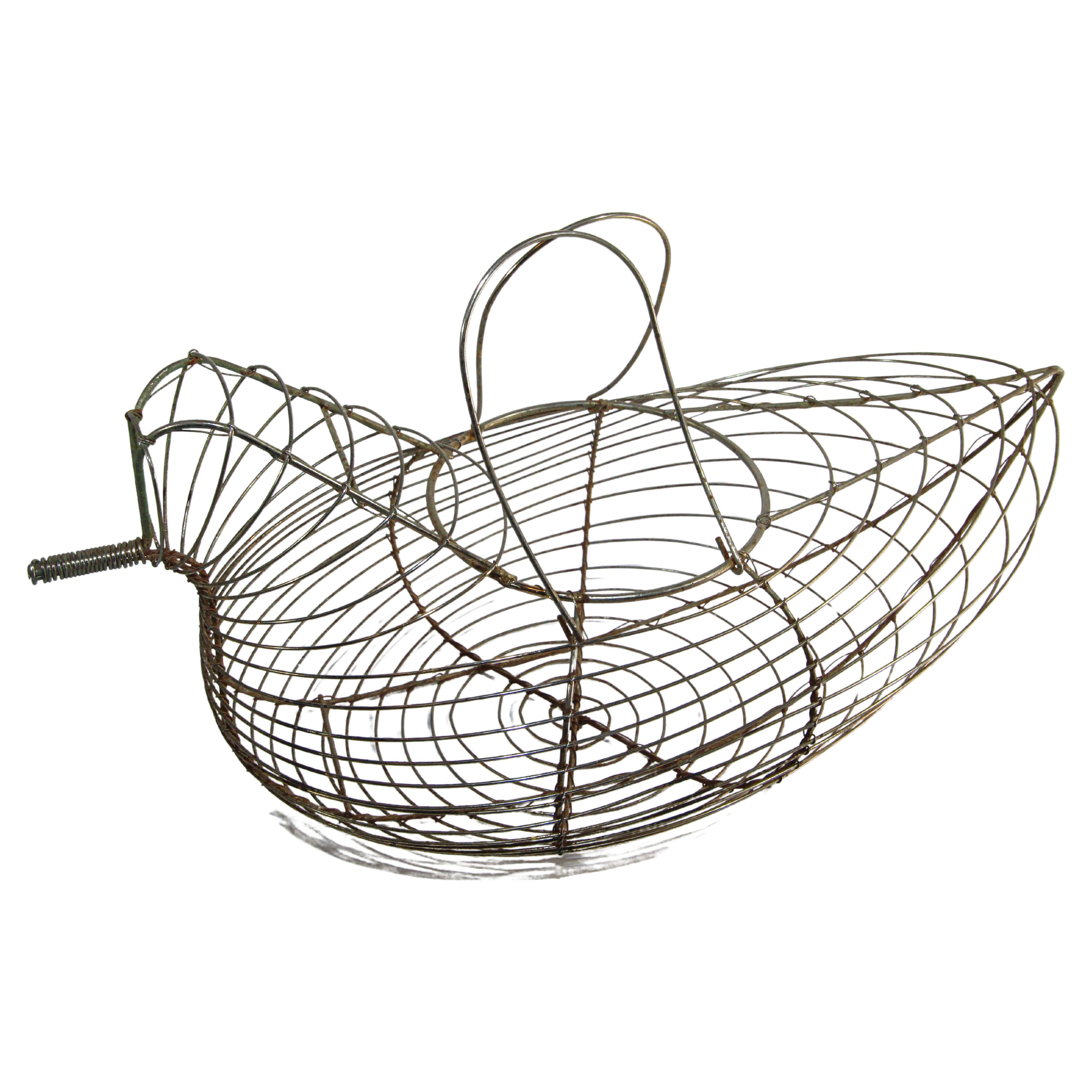 Vintage French Wire Hen Shaped Egg Basket