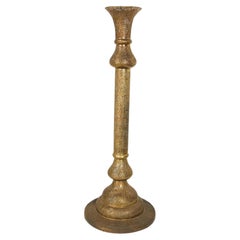 Monumental Middle Eastern Mamluk Revival Pierced Brass Floor Candlestick 62 in.