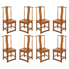 Set of Eight Vintage MCM Chinese Dining Room Chairs in Ming Style