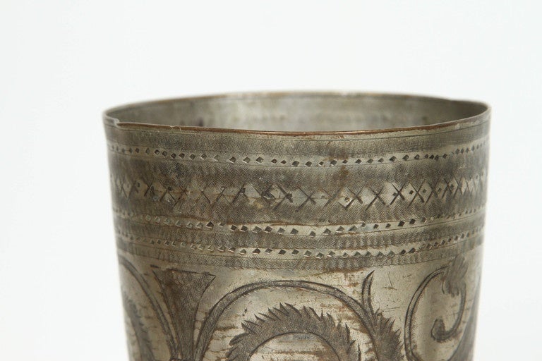 19th Century Middle Eastern Brass Engraved Beakers