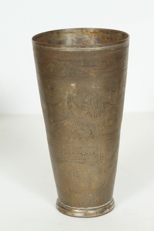 Anglo Raj Middle Eastern Engraved Beakers