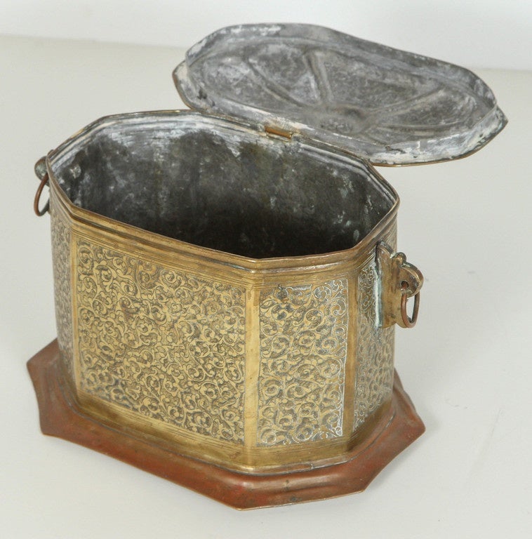Moroccan Brass Tea Caddy In Good Condition In North Hollywood, CA