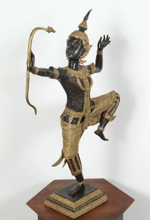 Hand-Crafted Bronze Statue of a Siamese Prince Dancer