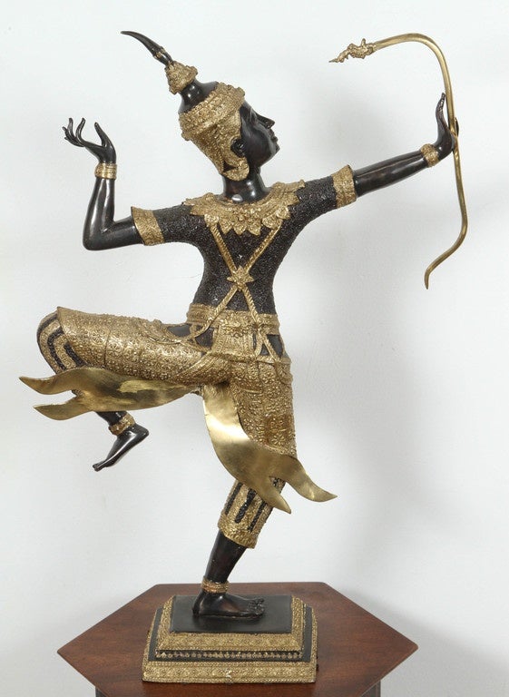 Bronze Statue of a Siamese Prince Dancer In Excellent Condition In North Hollywood, CA