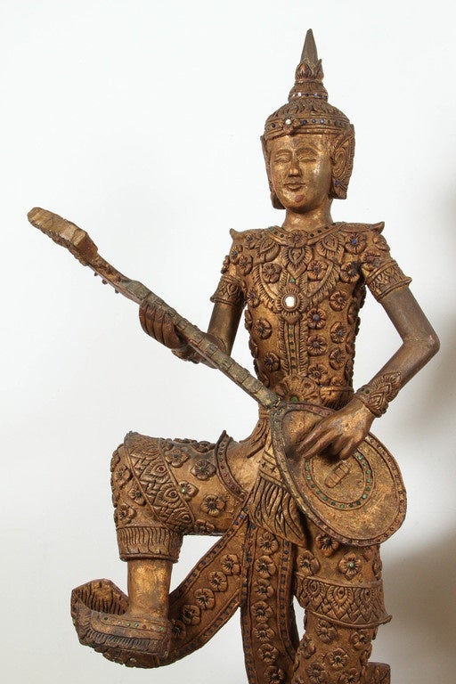 Folk Art Hand-Carved Thai Temple Gilded Sculptures