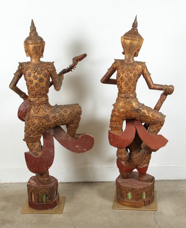 Giltwood Hand-Carved Thai Temple Gilded Sculptures