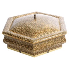 Anglo Indian Micro Sadeli Mosaic Inlaid Hexagonal Box