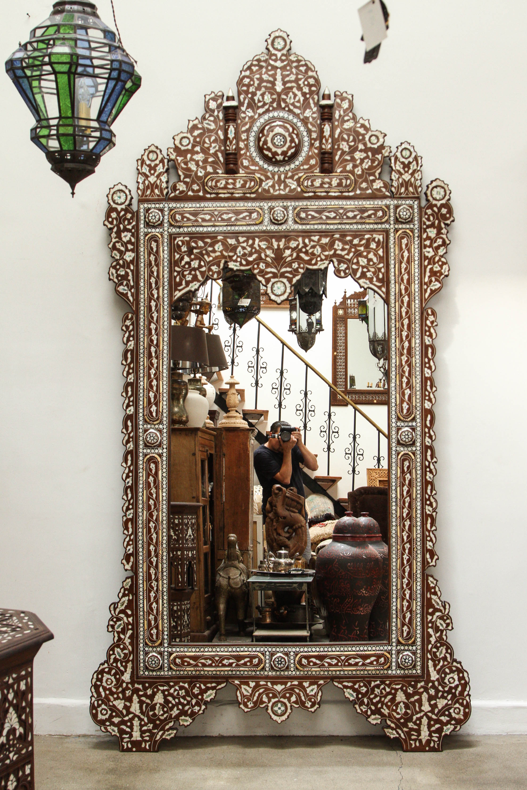 Palatial Oversized Syrian Mother of Pearl Inlaid Mirror