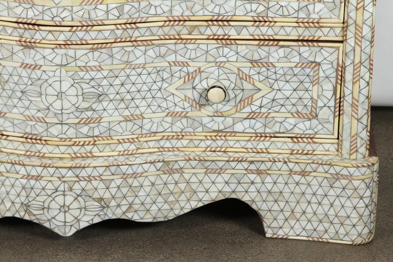 Moorish White Wedding Syrian Chest of Drawers with Mother of Pearl Inlay