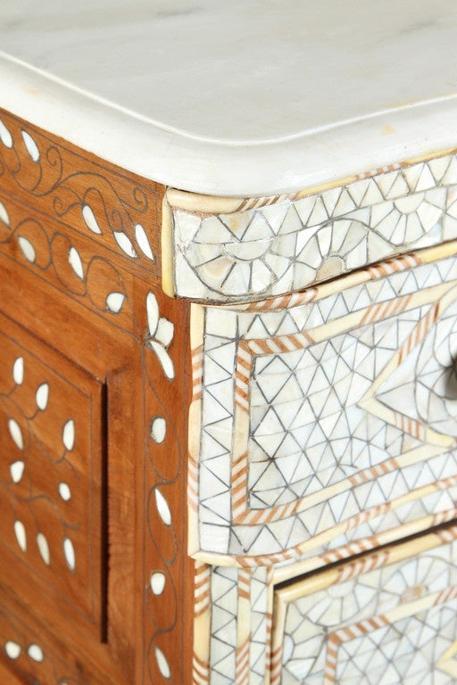 White Wedding Syrian Chest of Drawers with Mother of Pearl Inlay 3
