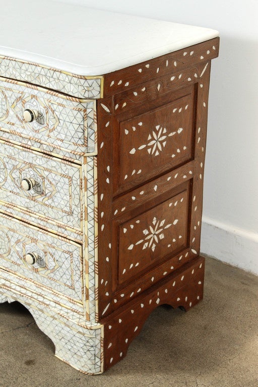 Syrian White Mother of Pearl Inlay Wedding Dresser 2