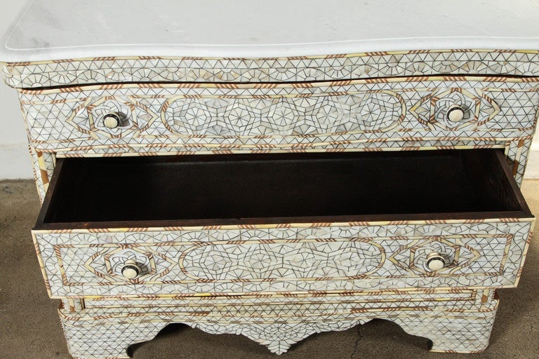 Syrian White Mother of Pearl Inlay Wedding Dresser 3