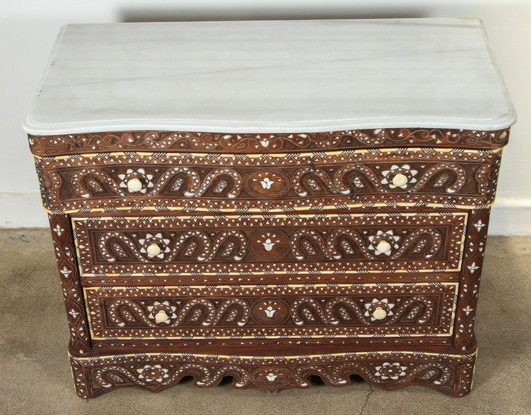 20th Century Syrian Chest of Drawers Inlay with Mother of Pearl