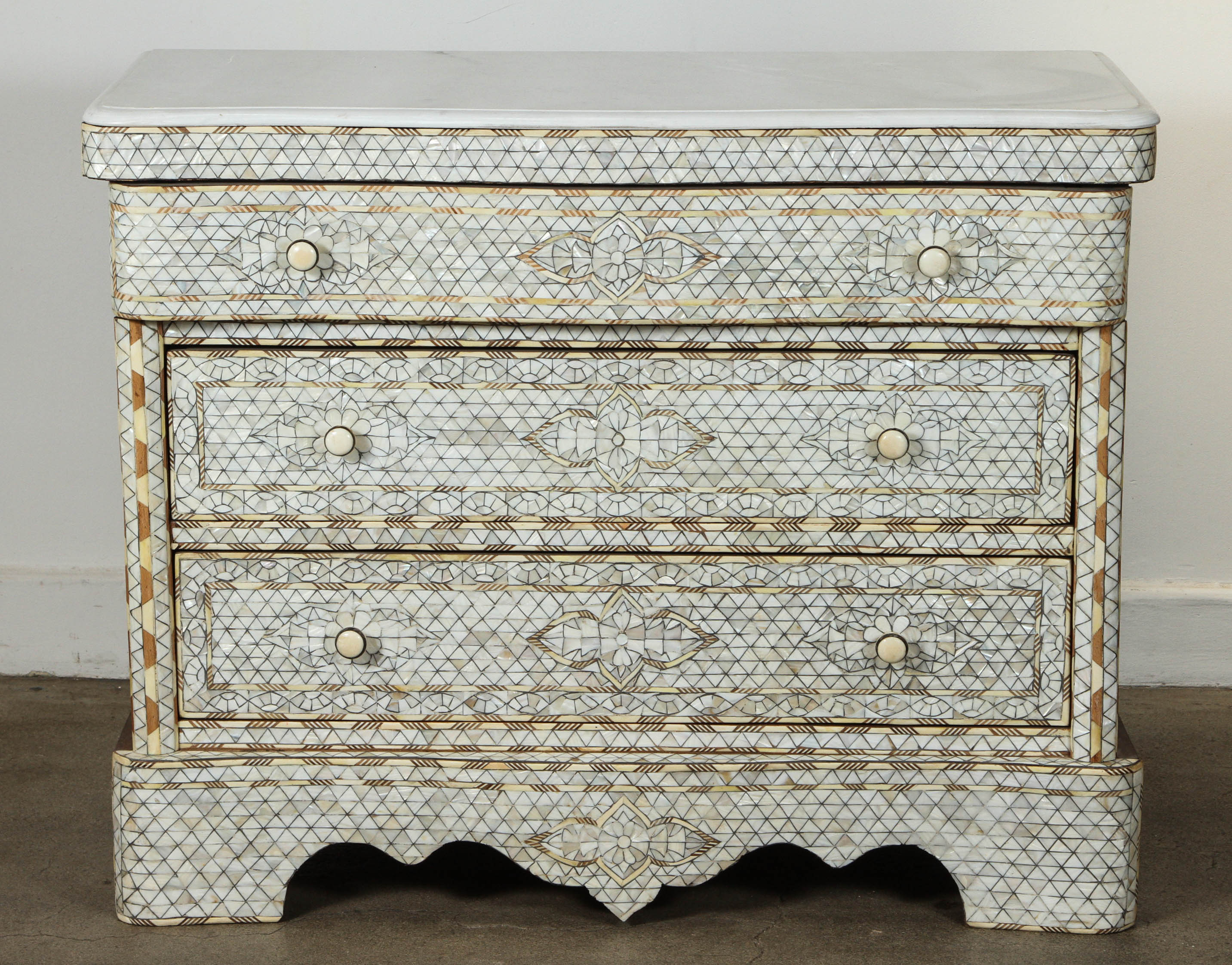 White Syrian Wedding Chest of Drawers Inlay