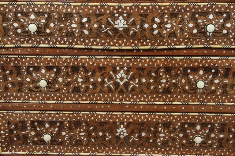 Hand-Carved Syrian Wedding Chest of Drawers Inlay