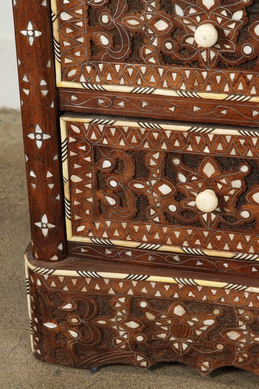 Moorish Syrian Chest of Drawers Inlay with Mother of Pearl