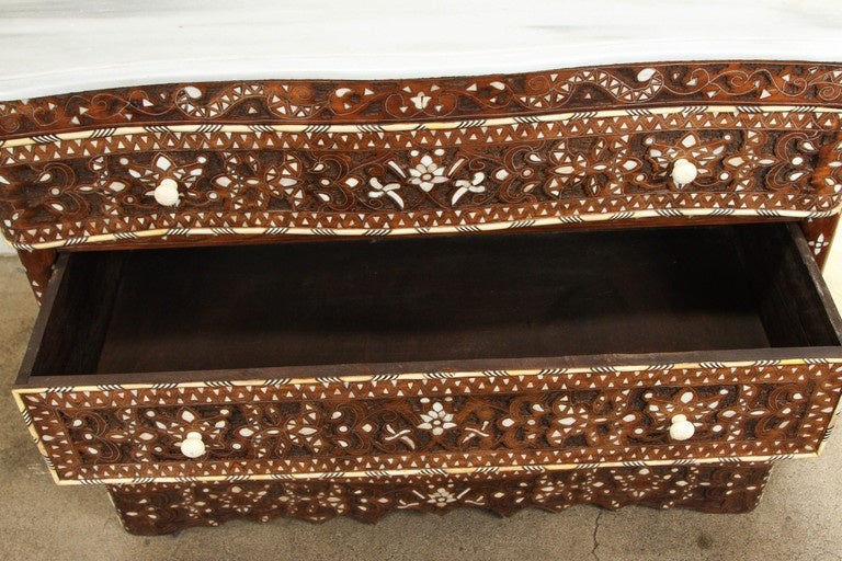 Bone Syrian Chest of Drawers Inlay with Mother of Pearl