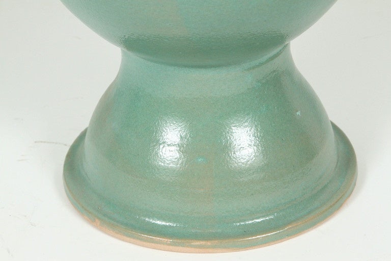 Hand-Crafted Moroccan Pair of Turquoise Handcrafted Ceramic Vases