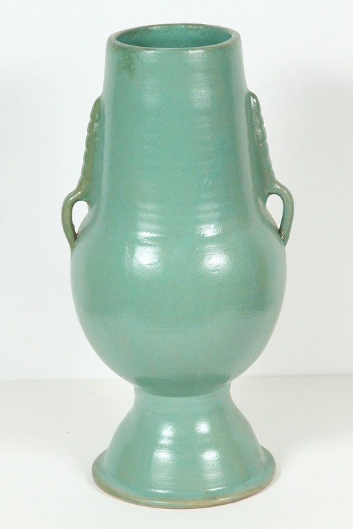 20th Century Moroccan Pair of Turquoise Handcrafted Ceramic Vases