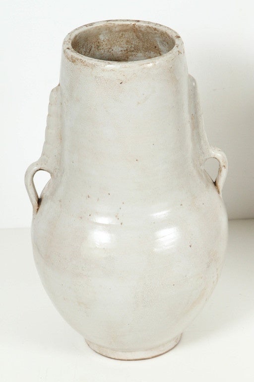 Moroccan White Ceramic Vase In Good Condition In North Hollywood, CA
