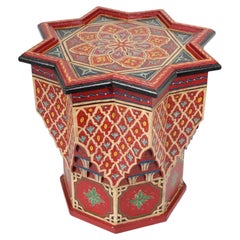 Moroccan Moorish Hand-Painted Polychrome Star Side Table, circa 1950