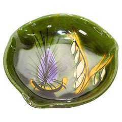 Piatto in ceramica verde Vallauris AM Francia 1950
