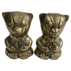 Vintage Brass Teddy Bear Bookends - Mid-Century Nursery Decor