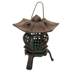 1940s Japanese Iron Pagoda Candle Lantern, Hand-Crafted Japonisme
