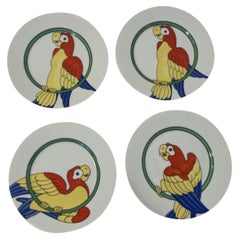 Set de 4 platos decorativos Vintage Parrots de Fitz and Floyd