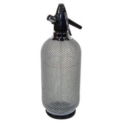 Vintage Classic Soda Siphon Seltzer Glass Bottle with Wire Mesh