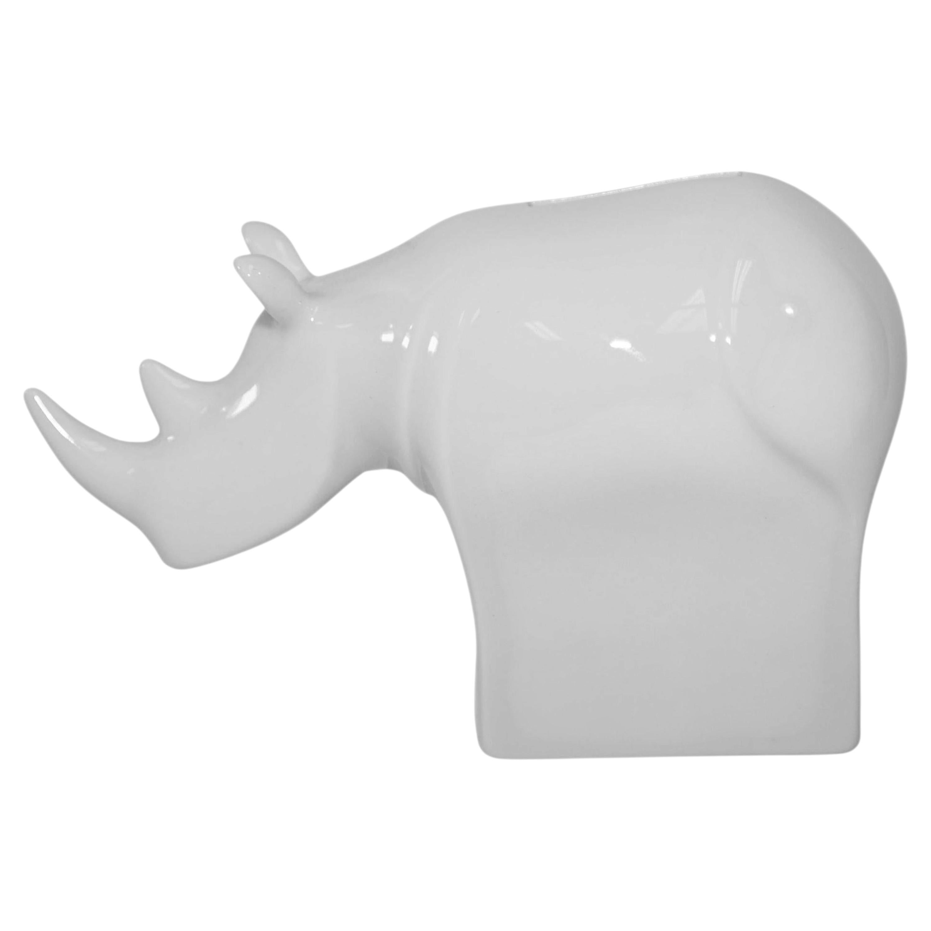 Dansk Designs Rhinoceros Bank in White Porcelain, Scandinavian Style For Sale