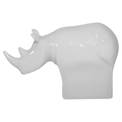 Tirelire Rhinoceros Dansk en porcelaine blanche moderniste