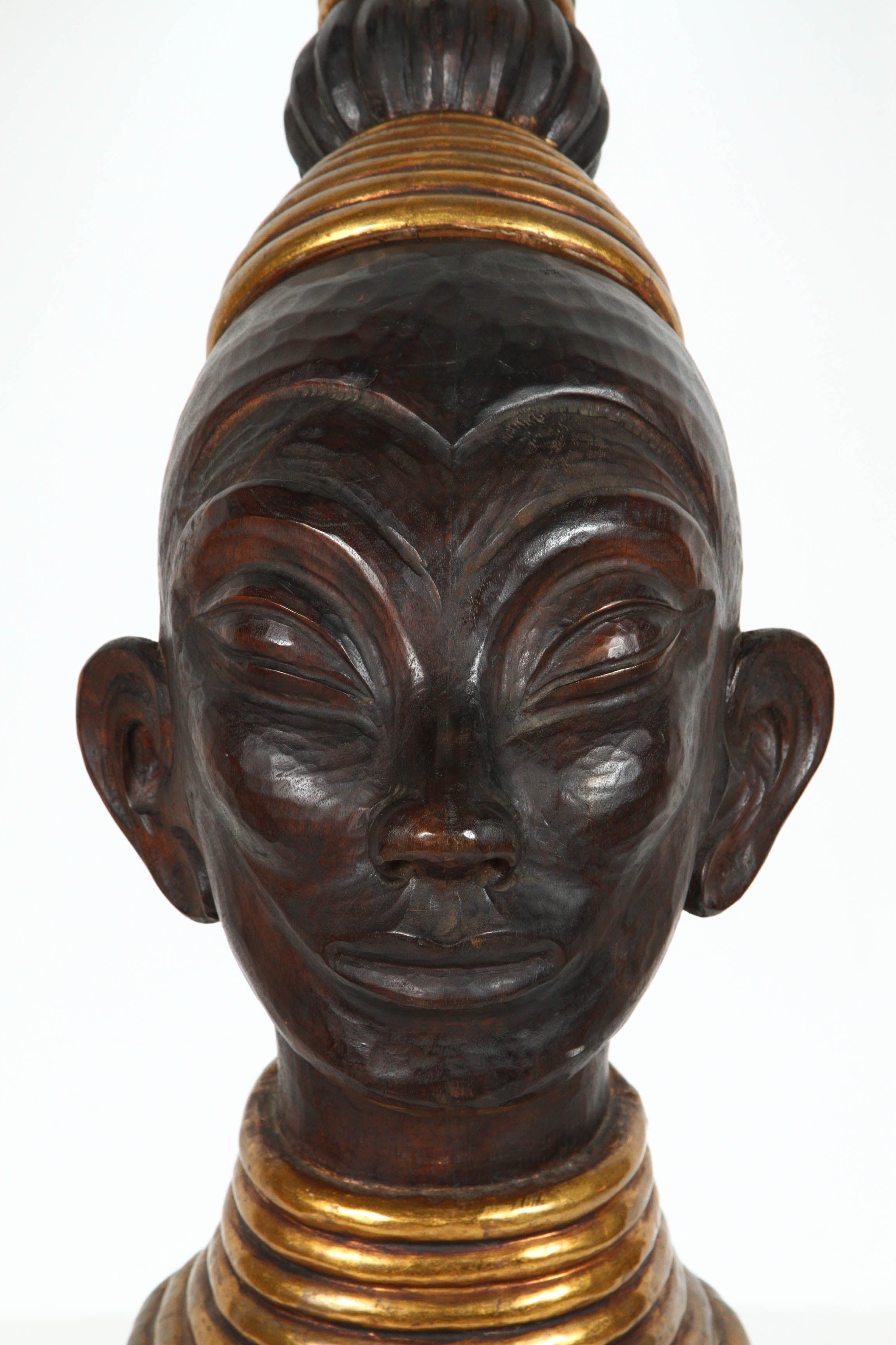 Hand-Carved Zulu Wooden Tribal Contemporary Sculpture of Black African Male Bust