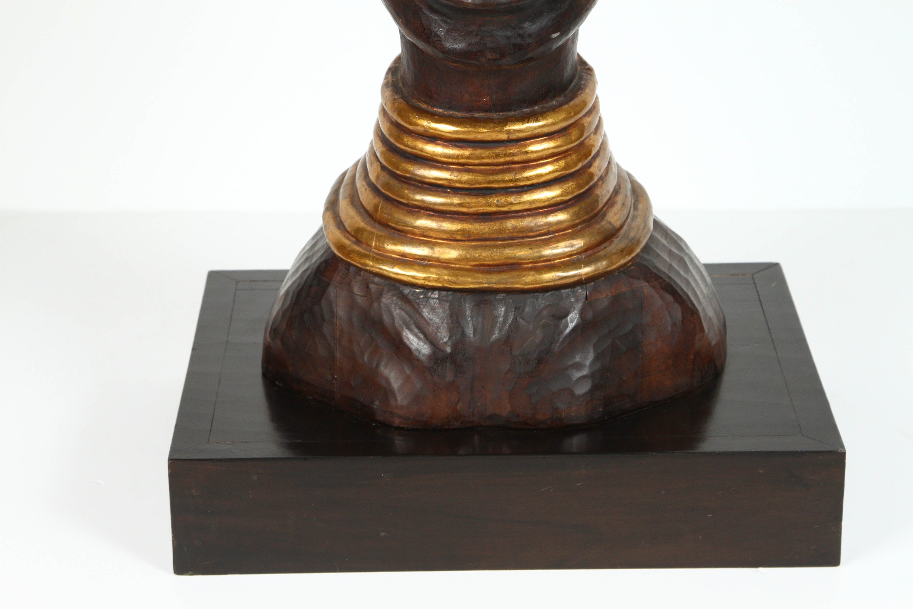 Zulu Wooden Tribal Contemporary Sculpture of Black African Male Bust In Good Condition In North Hollywood, CA