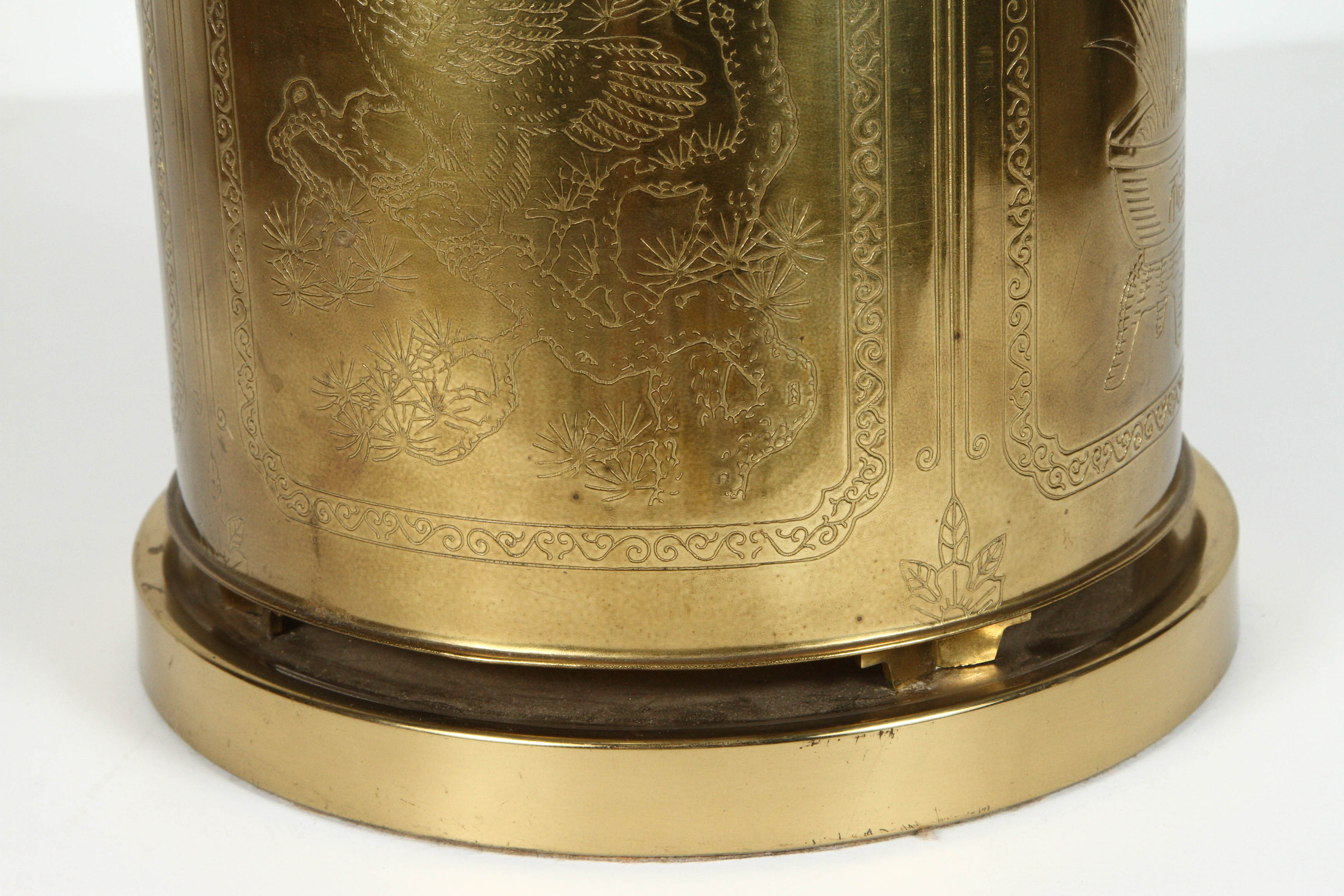 Hand-Carved Chinoiserie Tea Canister Brass Table Lamp