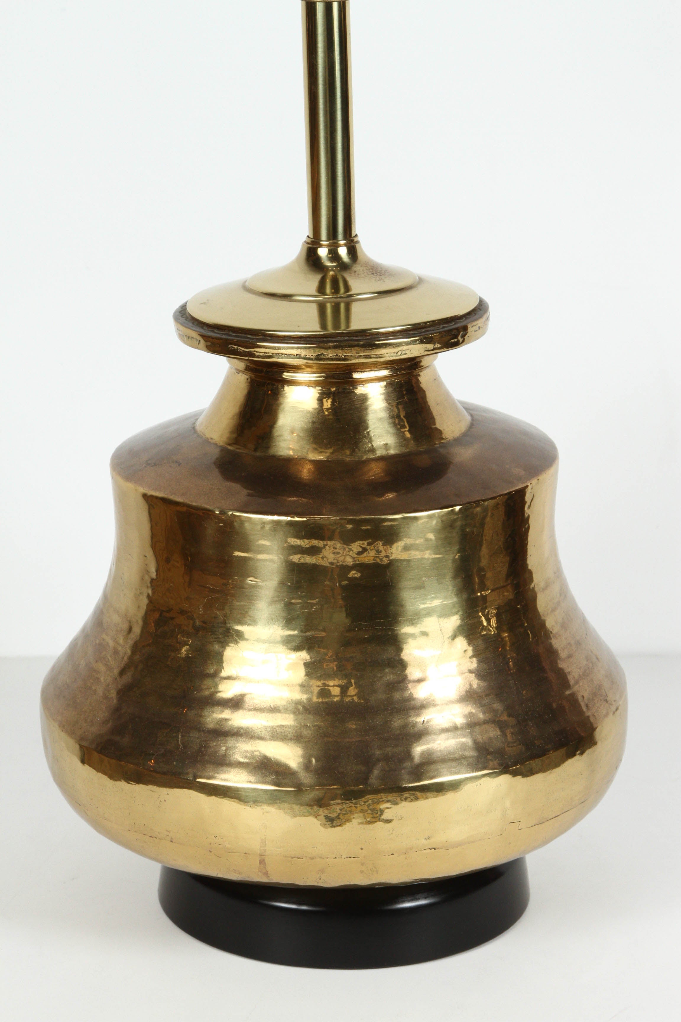 Hand-Crafted Pair of Polished Moroccan Moorish Brass Table Lamps