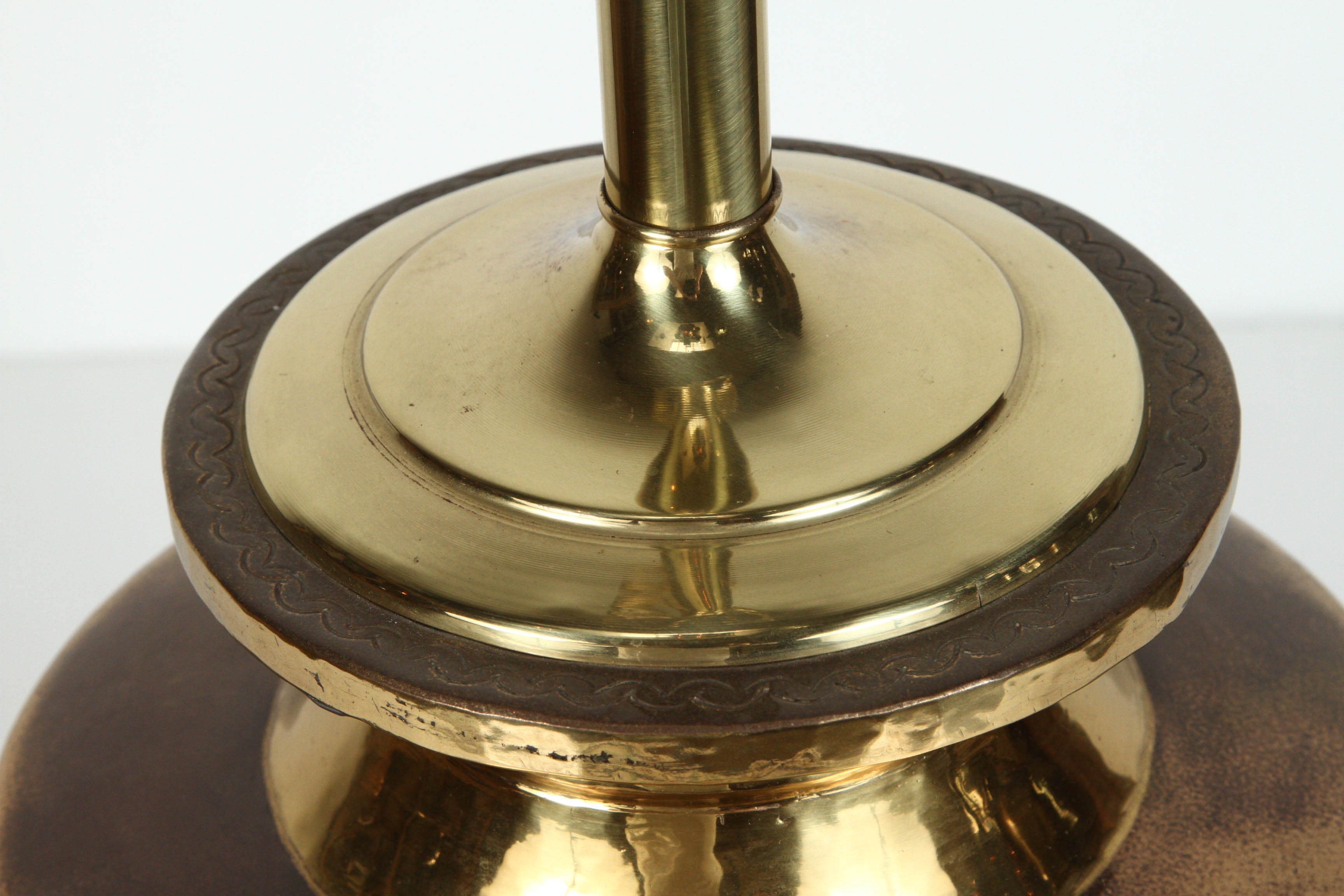 20th Century Pair of Polished Moroccan Moorish Brass Table Lamps