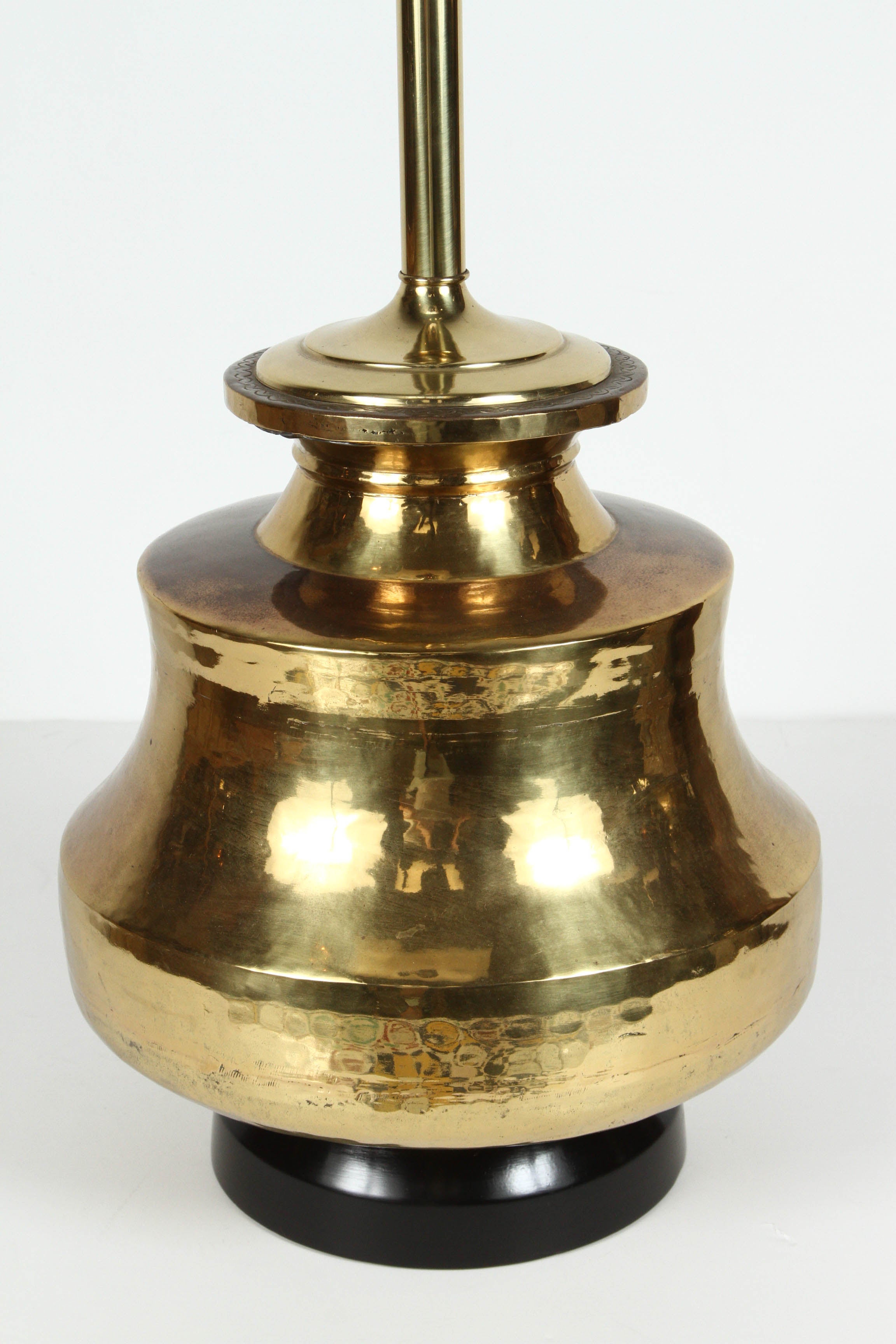 Pair of Polished Moroccan Moorish Brass Table Lamps 1