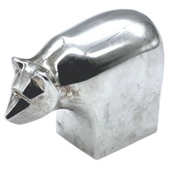Pisapapeles Modernista Dansk Figura Animal Oso Plateado de Gunnar Cyren